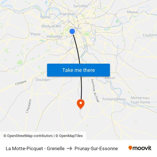 La Motte-Picquet - Grenelle to Prunay-Sur-Essonne map