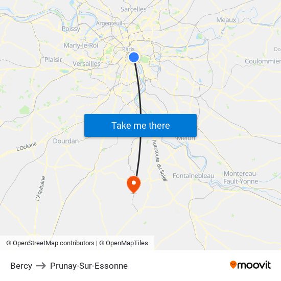 Bercy to Prunay-Sur-Essonne map