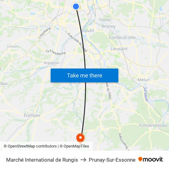 Marché International de Rungis to Prunay-Sur-Essonne map