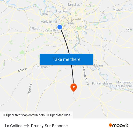 La Colline to Prunay-Sur-Essonne map