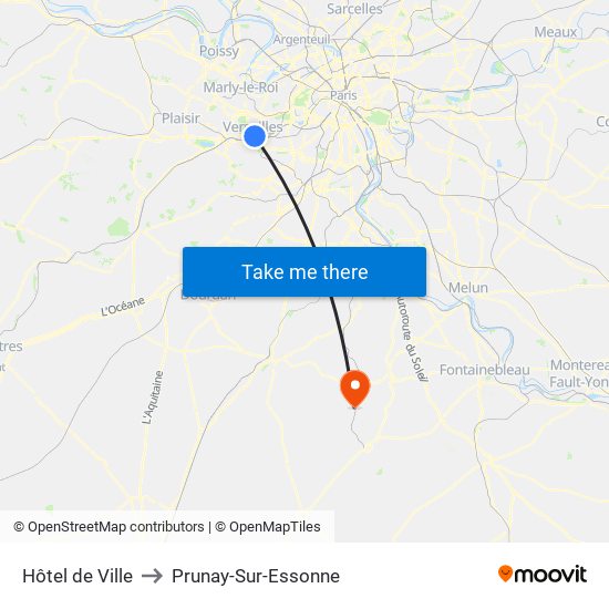 Hôtel de Ville to Prunay-Sur-Essonne map