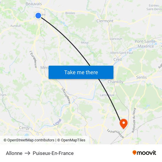 Allonne to Puiseux-En-France map