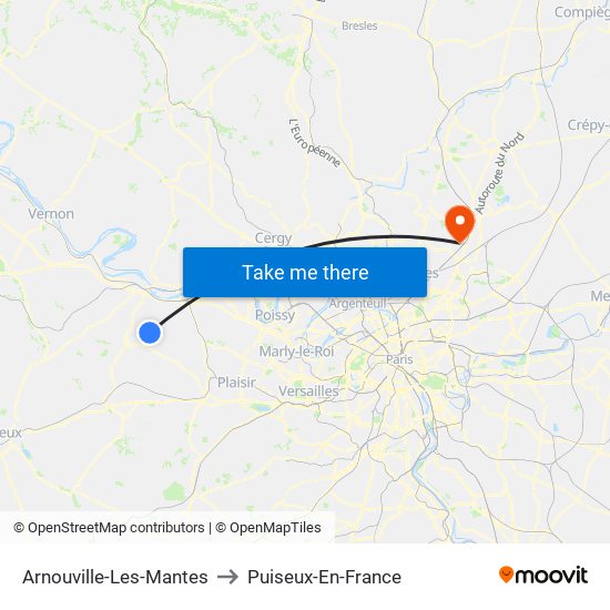 Arnouville-Les-Mantes to Puiseux-En-France map