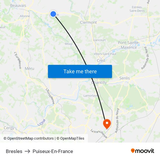 Bresles to Puiseux-En-France map