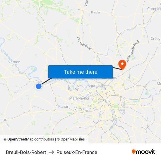Breuil-Bois-Robert to Puiseux-En-France map