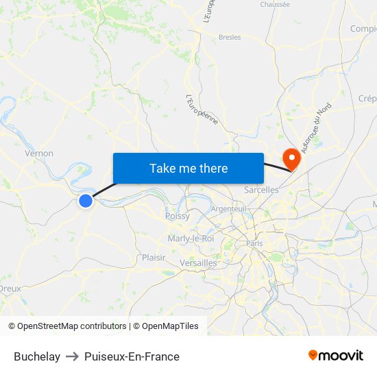 Buchelay to Puiseux-En-France map