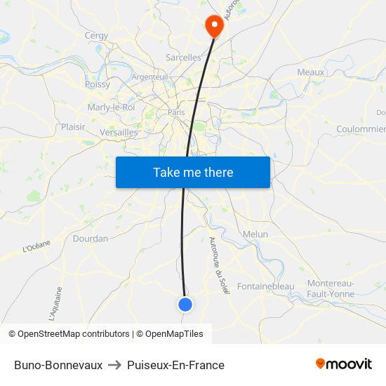 Buno-Bonnevaux to Puiseux-En-France map