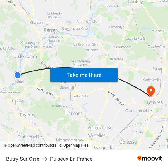 Butry-Sur-Oise to Puiseux-En-France map
