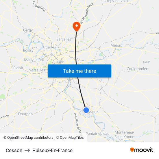 Cesson to Puiseux-En-France map