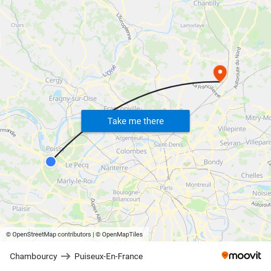 Chambourcy to Puiseux-En-France map