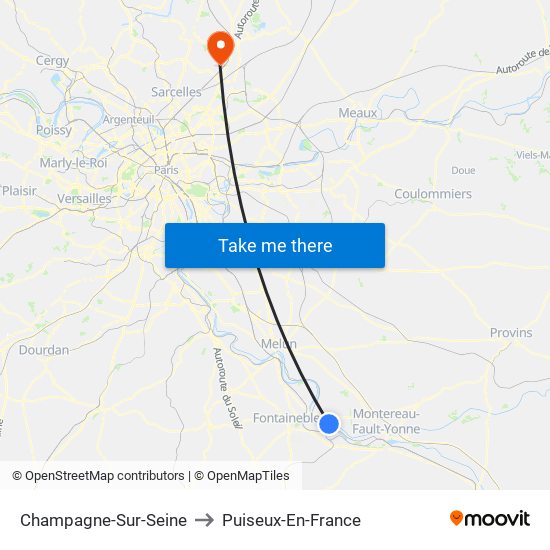 Champagne-Sur-Seine to Puiseux-En-France map