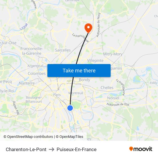 Charenton-Le-Pont to Puiseux-En-France map