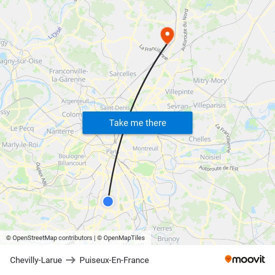 Chevilly-Larue to Puiseux-En-France map