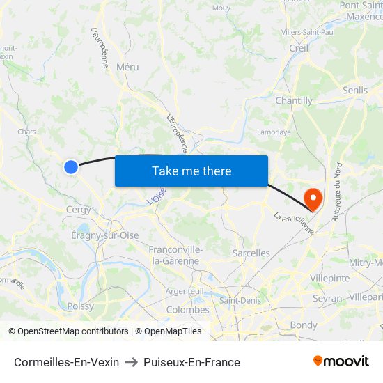 Cormeilles-En-Vexin to Puiseux-En-France map