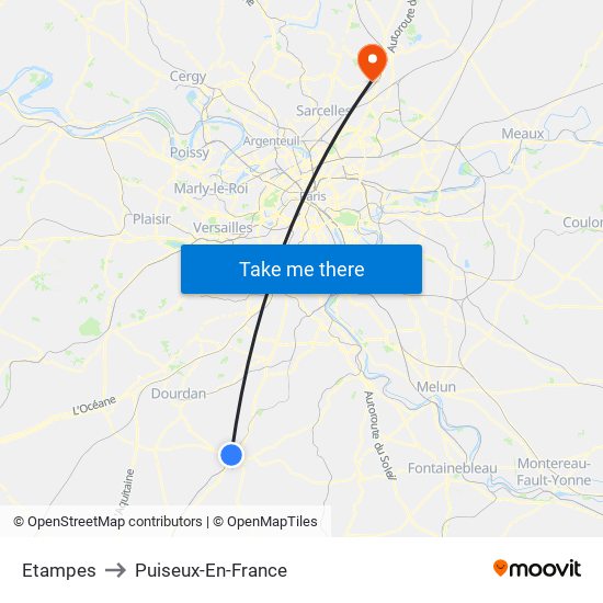 Etampes to Puiseux-En-France map