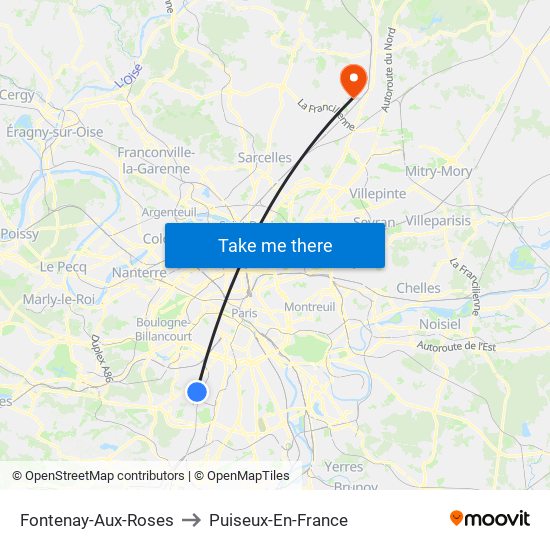 Fontenay-Aux-Roses to Puiseux-En-France map