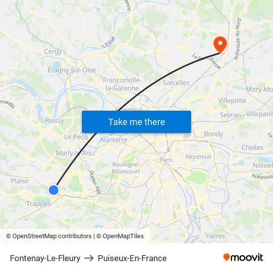 Fontenay-Le-Fleury to Puiseux-En-France map