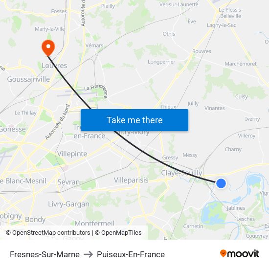 Fresnes-Sur-Marne to Puiseux-En-France map