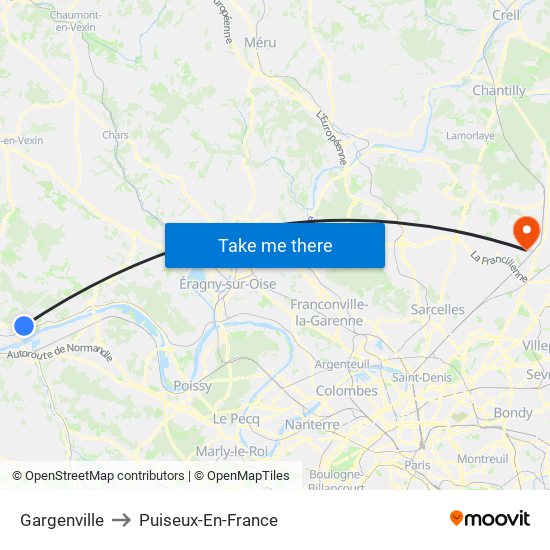 Gargenville to Puiseux-En-France map
