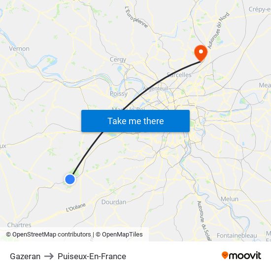 Gazeran to Puiseux-En-France map
