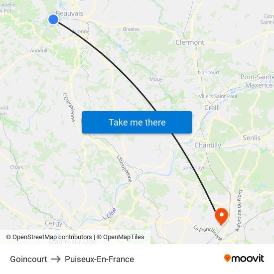 Goincourt to Puiseux-En-France map