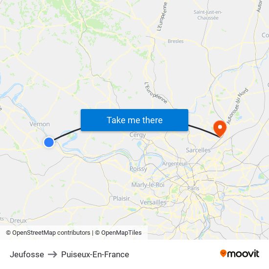 Jeufosse to Puiseux-En-France map