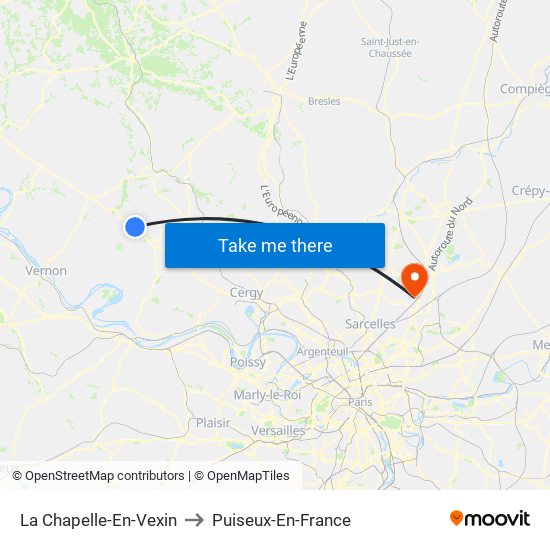 La Chapelle-En-Vexin to Puiseux-En-France map