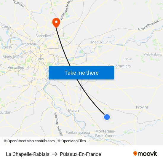 La Chapelle-Rablais to Puiseux-En-France map