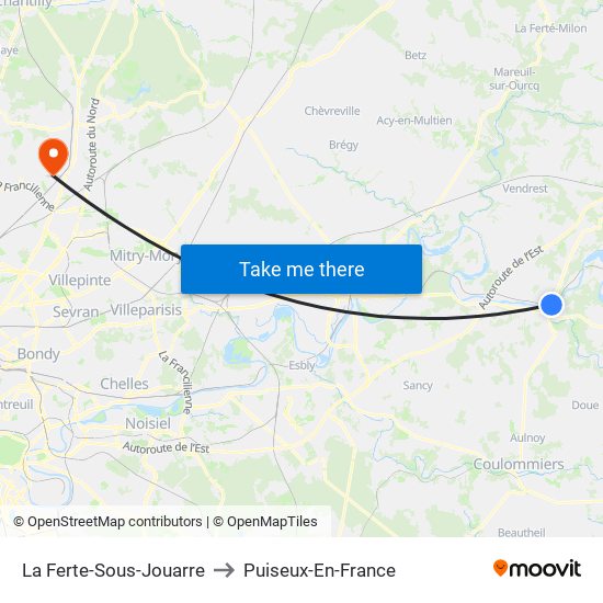 La Ferte-Sous-Jouarre to Puiseux-En-France map
