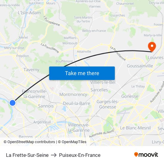La Frette-Sur-Seine to Puiseux-En-France map