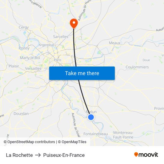 La Rochette to Puiseux-En-France map