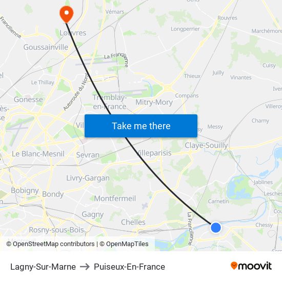 Lagny-Sur-Marne to Puiseux-En-France map