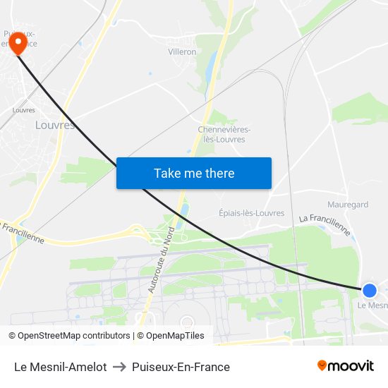 Le Mesnil-Amelot to Puiseux-En-France map