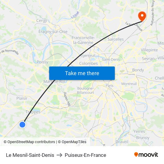 Le Mesnil-Saint-Denis to Puiseux-En-France map