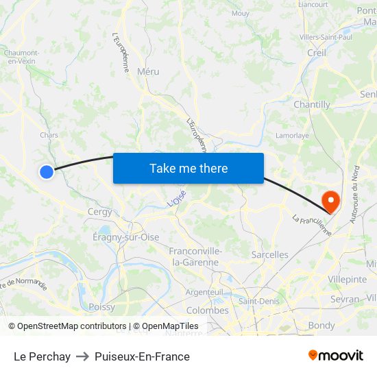 Le Perchay to Puiseux-En-France map