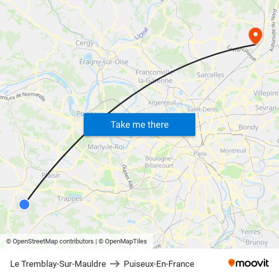 Le Tremblay-Sur-Mauldre to Puiseux-En-France map