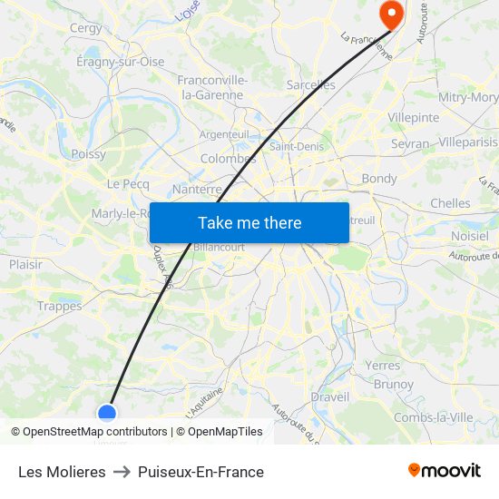 Les Molieres to Puiseux-En-France map