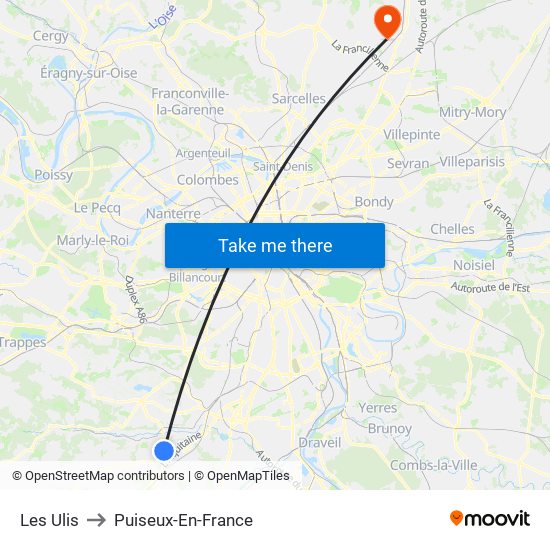 Les Ulis to Puiseux-En-France map