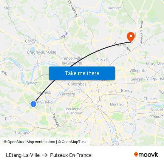 L'Etang-La-Ville to Puiseux-En-France map