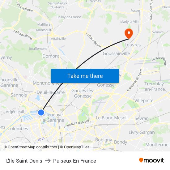 L'Ile-Saint-Denis to Puiseux-En-France map