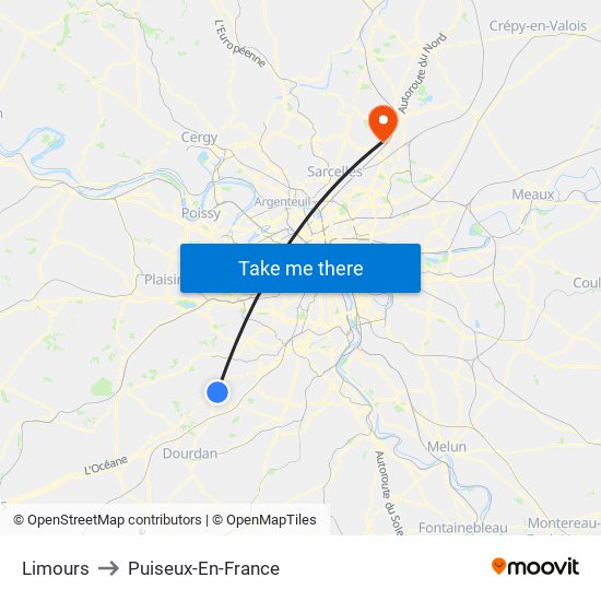Limours to Puiseux-En-France map