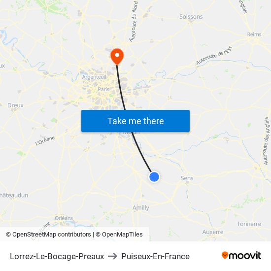 Lorrez-Le-Bocage-Preaux to Puiseux-En-France map
