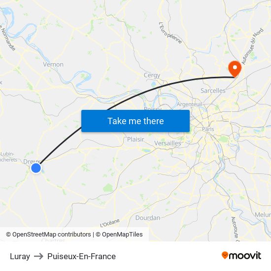 Luray to Puiseux-En-France map