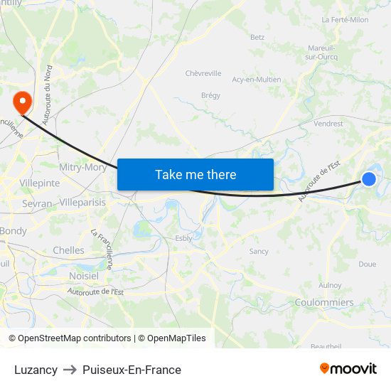 Luzancy to Puiseux-En-France map