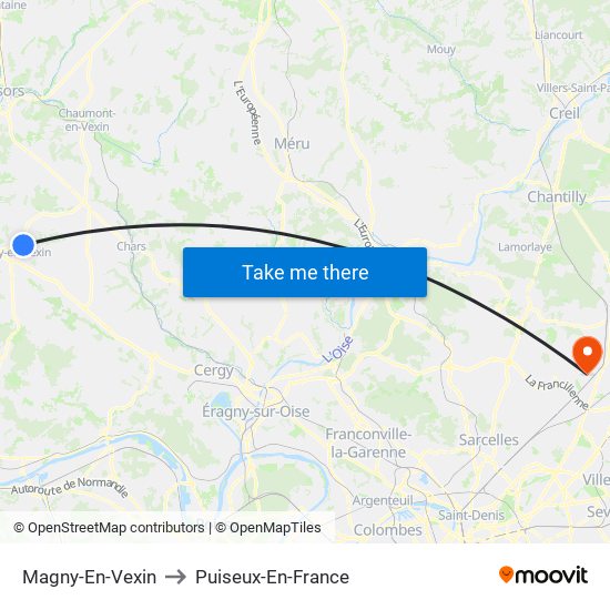 Magny-En-Vexin to Puiseux-En-France map