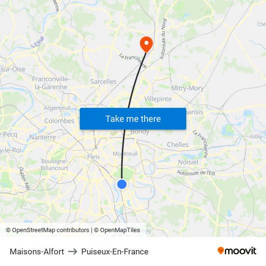 Maisons-Alfort to Puiseux-En-France map