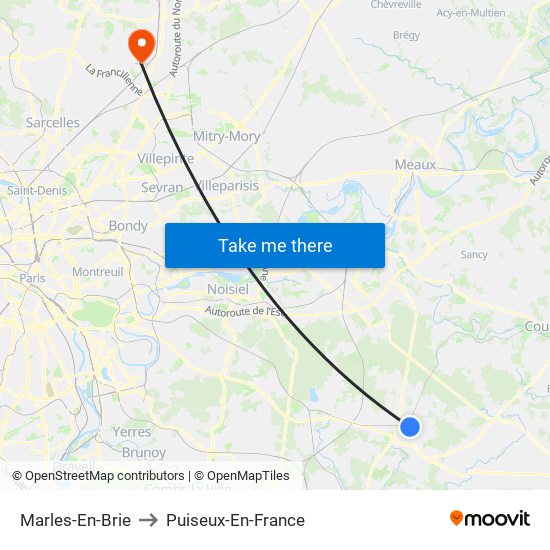Marles-En-Brie to Puiseux-En-France map