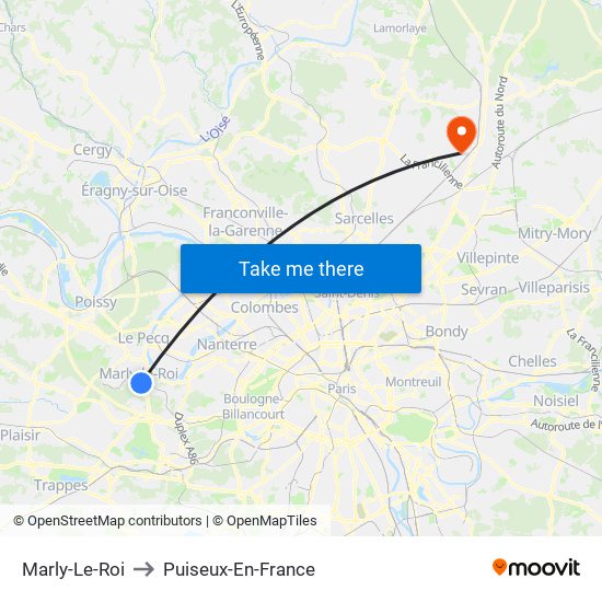 Marly-Le-Roi to Puiseux-En-France map