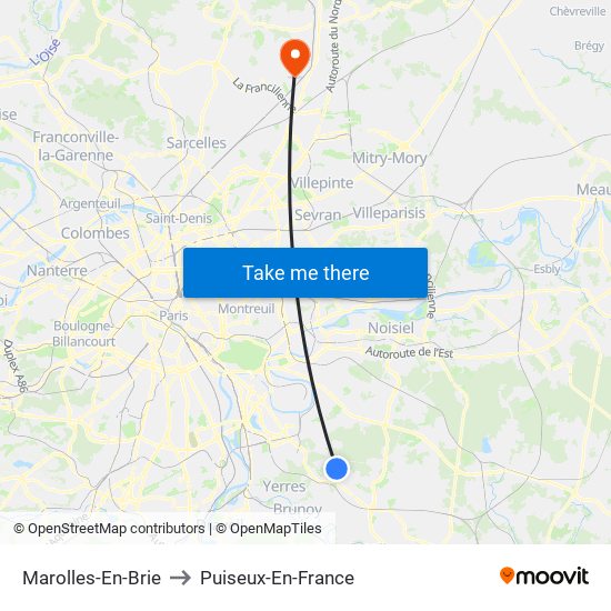 Marolles-En-Brie to Puiseux-En-France map
