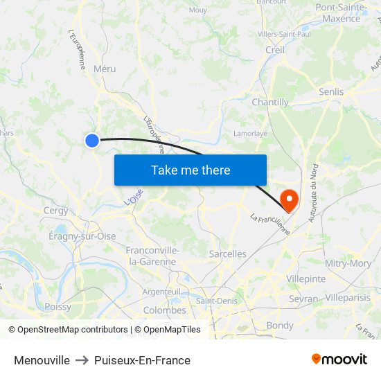 Menouville to Puiseux-En-France map
